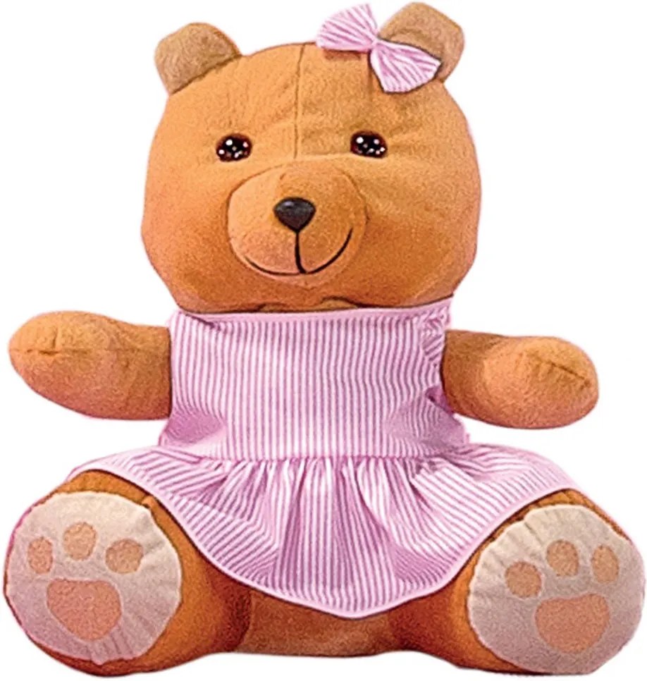 Ursinha Decorativa Urso Rosa Listrado M