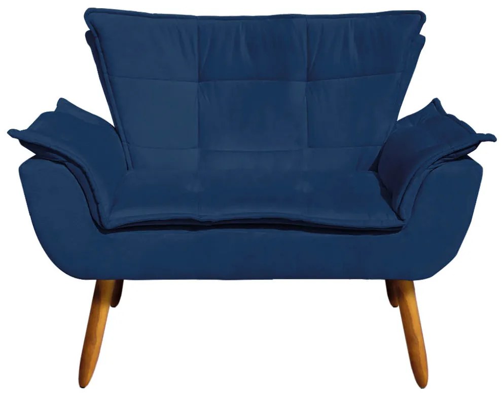 Sofá Namoradeira e Poltrona Giratória MM30 Opala Suede D03 - D'Rossi - Azul Marinho