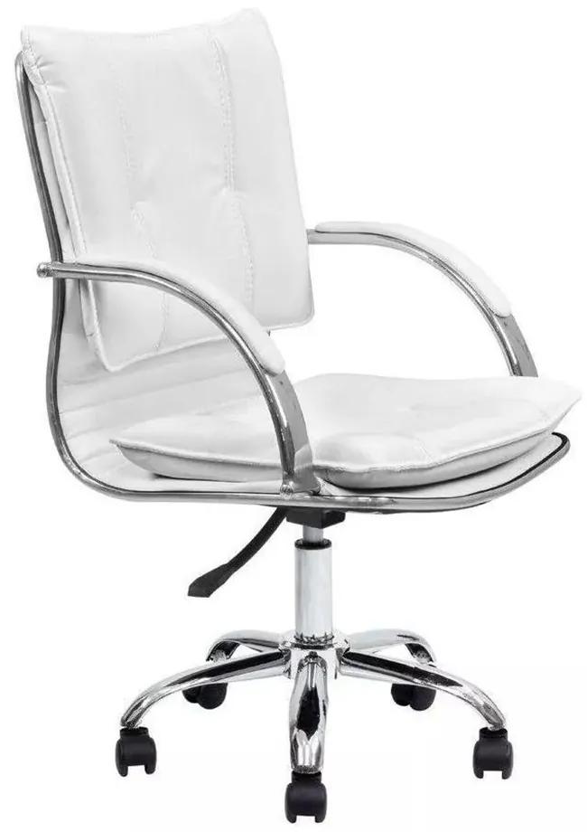 Cadeira de Escritório Diretor Desenho Italiano Steven em Aço Cromado Base Giratória Branco G31 - Gran belo