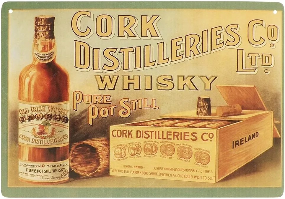 Placa Decorativa Whisky Cork Média em Metal - 30x20cm