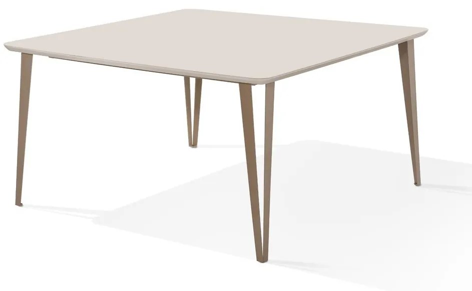 Mesa de Jantar Lilou Quadrada Tampo com Vidro Base Aço Carbono Pintura Eletrostática Design Moderno