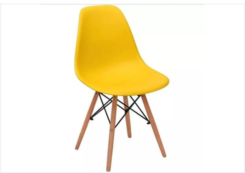 Cadeira Eiffel Charles Eames em ABS Amarela com Base de Madeira DSW