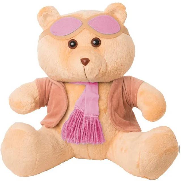 Ursa Soft Pequena Aviadora Casaco Plush Cachecol e Óculos Rosa