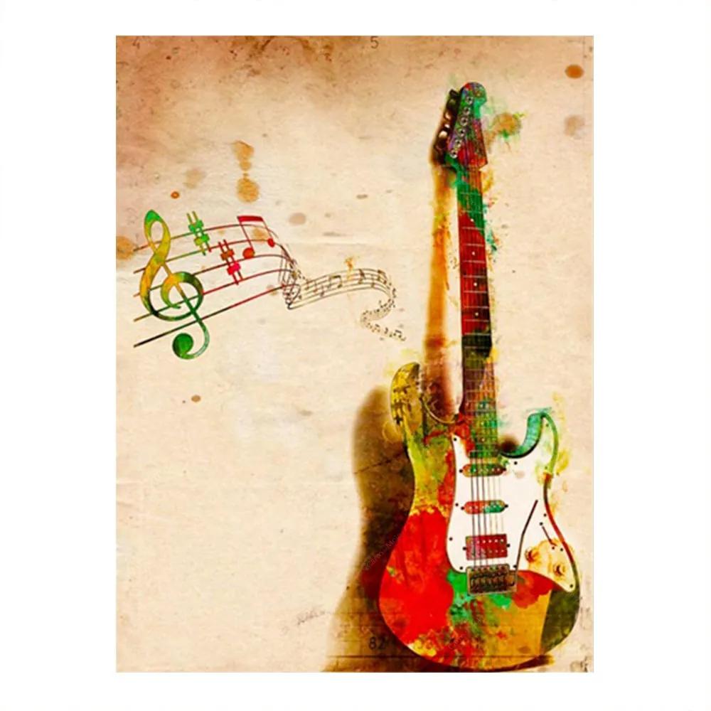 Placa Decorativa Guitarra Média em Metal - 30x20 cm