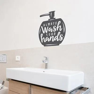 Adesivo Decorativo Always Wash Your Hands Medidas 0,59X0,82 Metros (Sempre Lave As Mãos)