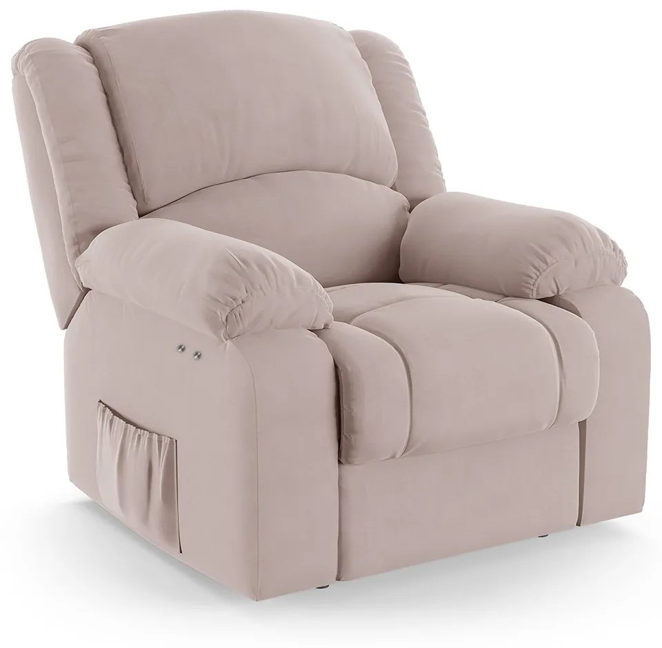 Poltrona do Papai Reclinável Melim Power Touch Massagem Veludo FH1 - D'Rossi - Rose