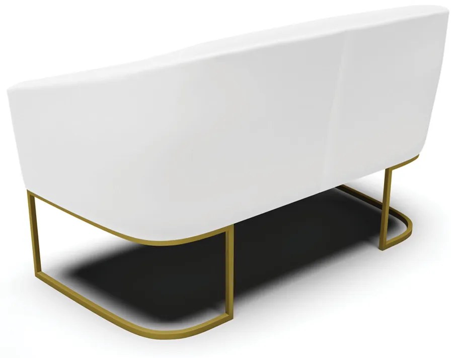 Sofá 2 Lugares Namoradeira Industrial Dourado Stella Sintético D03 - D'Rossi - Branco