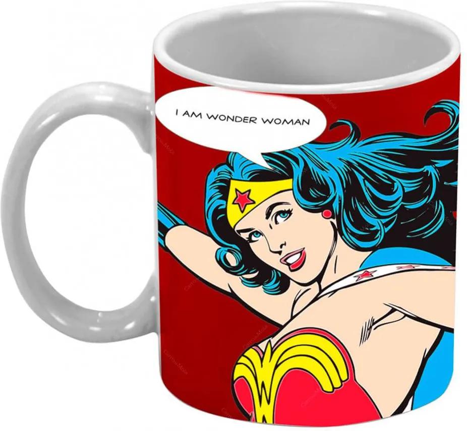 Caneca DC I am Wonder Woman Vermelha 300 ml em Porcelana - Urban