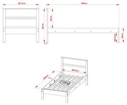 Cama de Solteiro Madeira CM8004 Nogal/Branco - Tecno Mobili