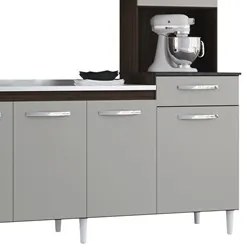 Kit Cozinha Compacta para Pia sem Tampo 7 Portas Veronez P11 Chocolate