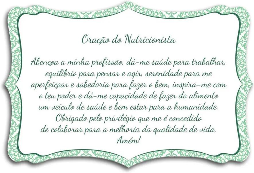 Plaquinha Oração do Nutricionista - 27x18 cm