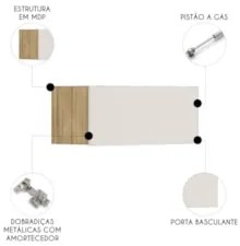 Armário de Cozinha Aéreo 80cm 1 Porta Minsk Z06 Freijó/Soft - Mpozenat