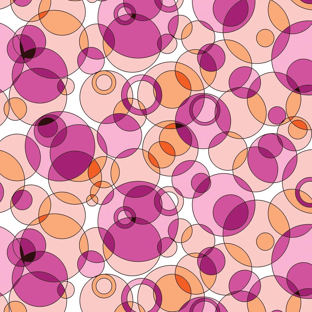 Papel de Parede geométrico bolotas rosas e laranja 0.52m x 3.00m