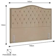 Cabeceira Cama Box Casal 140cm Siena P02 Veludo Bege - Mpozenato