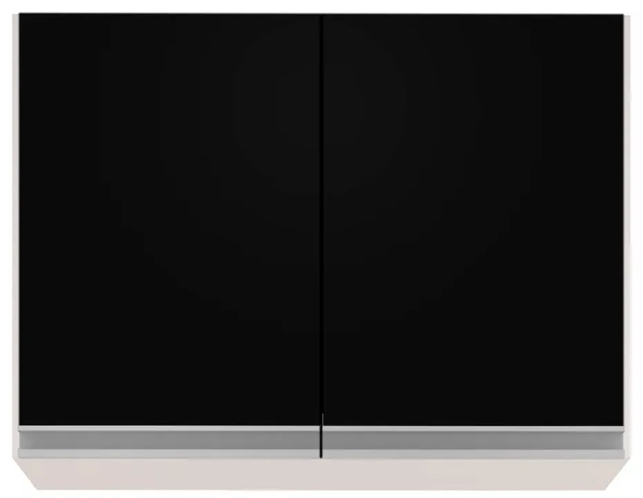 Armário Aéreo de Cozinha Lavanderia 02 Portas Eva 80 cm - D'Rossi - Branco e Preto