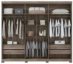 Guarda Roupa Casal Espelho 6 Portas Versalhes New Castanha/Off White -