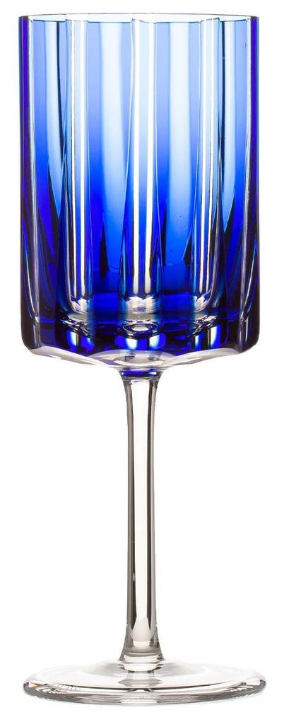 Taça de Cristal Lapidado P/ Vinho Tinto Azul Escuro - 18