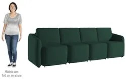 Sofá Cama Casal para Sala 436cm Polska Z08 Veludo Verde - Mpozenato