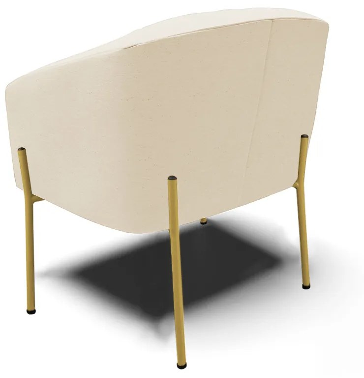 Poltrona Decorativa Pé de Ferro Dourado Stella Linho D03 - D'Rossi - A19 Bege
