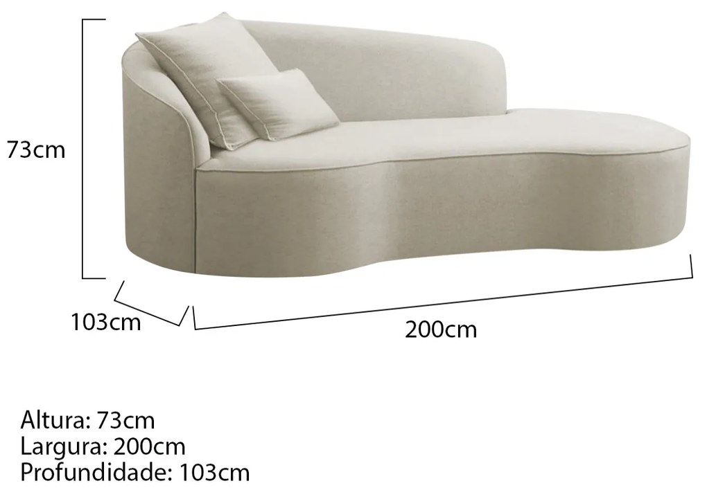 Divã Recamier Curvo Sala de Estar Recepção Inglaterra 200cm Lado Direito Bouclé - ADJ Decor