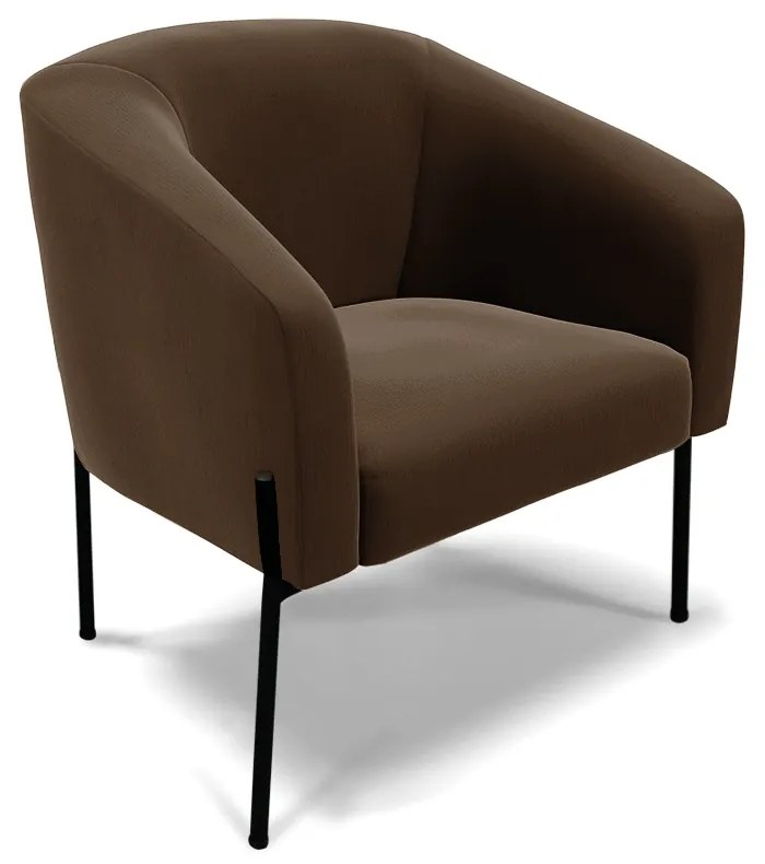 Namoradeira e 2 Poltronas Pé de Ferro Preto Stella Suede Marrom D03 - D'Rossi