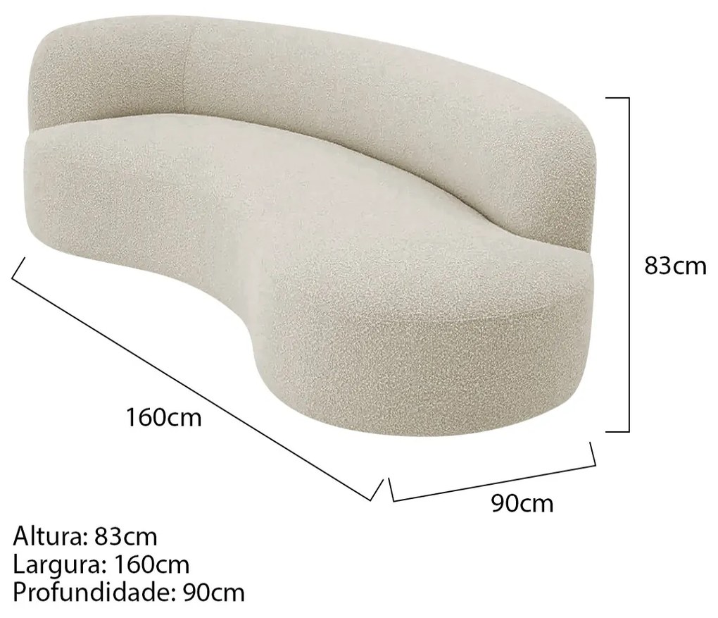 Divã Recamier Orgânico Tokyo 180cm Lado Direito Bouclé - ADJ Decor