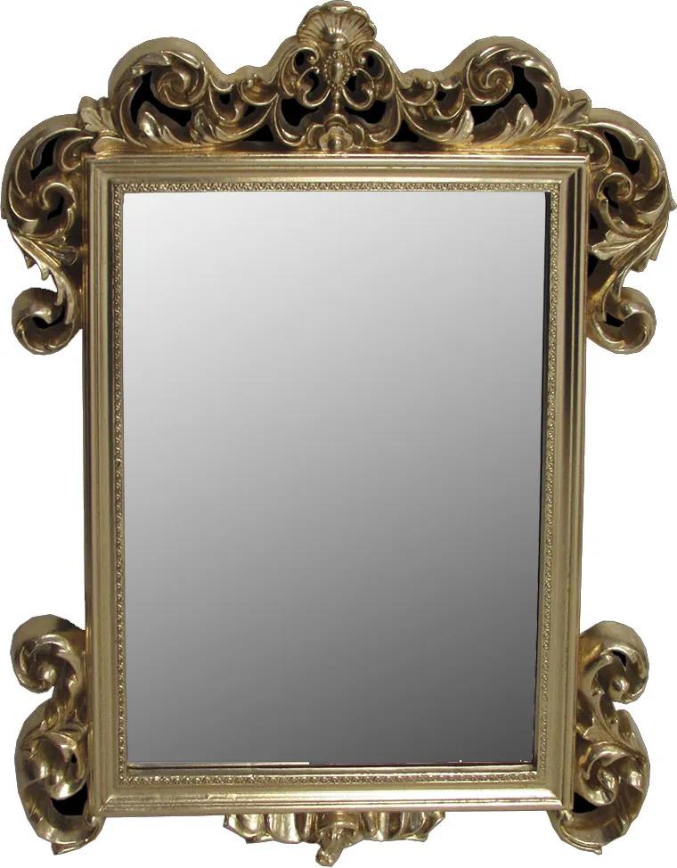Espelho com Moldura Dourada Clássica Entalhada Retangular - 85x68cm