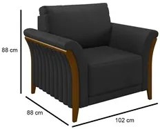 Kit 2 Poltronas Decorativas Sala de Estar 102cm Pés Madeira Roya M22 P