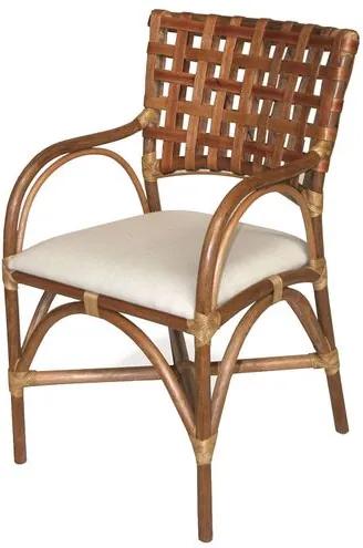 Cadeira Lynn com Bracos Assento cor Branco e Base Madeira Apui - 44720 - Sun House