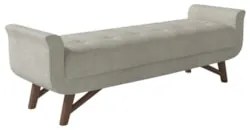 Puff Recamier Calçadeira 160cm Base Madeira Neville Z37 Boucle Cru - M