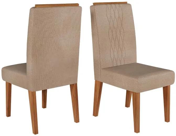 Conjunto 2 Cadeiras Elen Carvalho Nobre Tecido Linho Saara