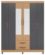 Guarda Roupa Solteiro 154cm com Espelho Dony A02 Freijó/Titanium - Mpo