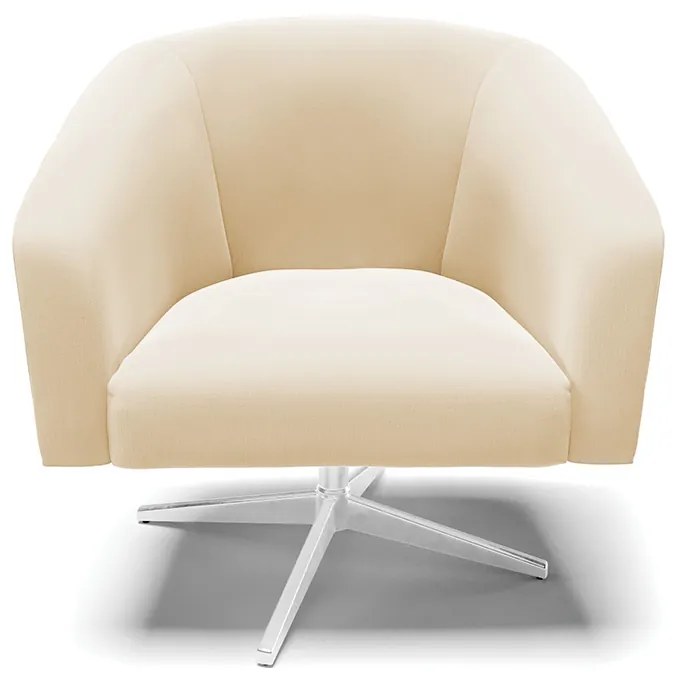 Poltrona Decorativa Giratória Cromada Stella Suede D03 - D'Rossi - Bege