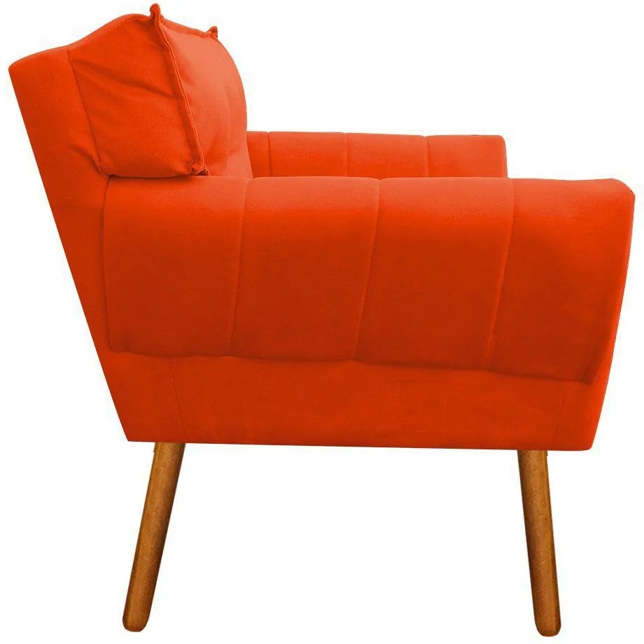 Kit 02 Poltronas Anitta Suede Laranja com Strass Pés Palito Castanho D'Rossi