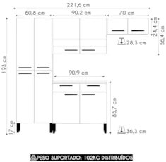 Cozinha Compacta Com Balcão 221cm Vivian Plus Freijó/Gris Z06 - Mpozen