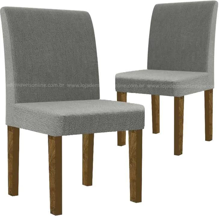Cadeira Para Sala De Jantar Europa Rv Móveis (2 Unidades) - Amadeirado/cinza