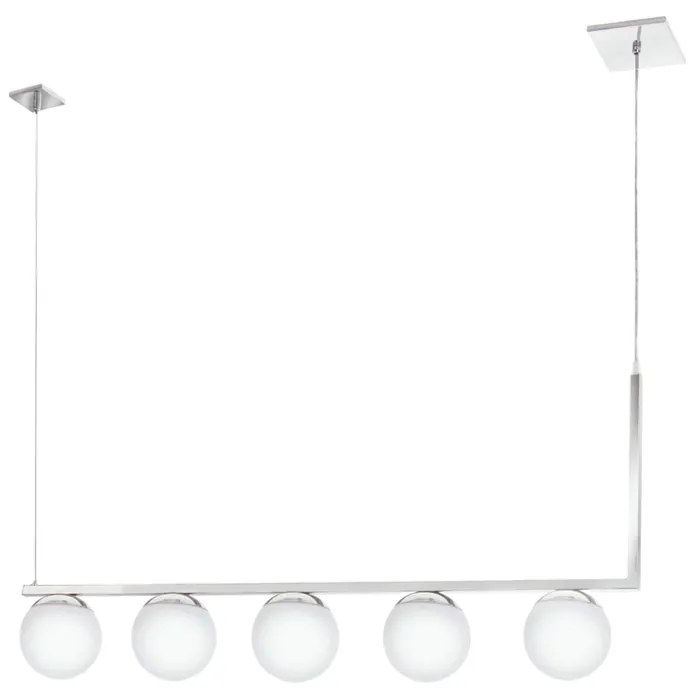 Pendente Retangular Com Globinho 100X12X46Cm 5 X G9 Metal E Globo Ø12C... (COBRE BRILHO)