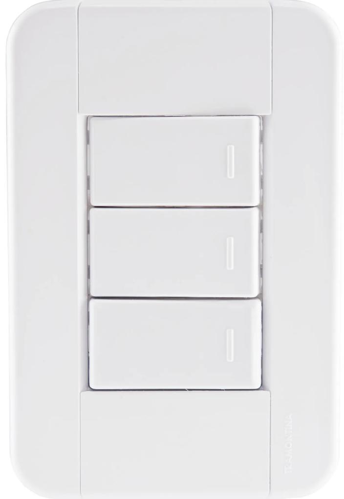 Conjunto 4x2 com 3 Interruptores Simples 10 A 250 V Tramontina Tablet  Branco -  Tramontina