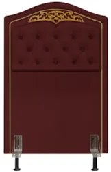 Cabeceira Cama Box Solteiro 90cm com Tachas Imperial Veludo J02 Bordô