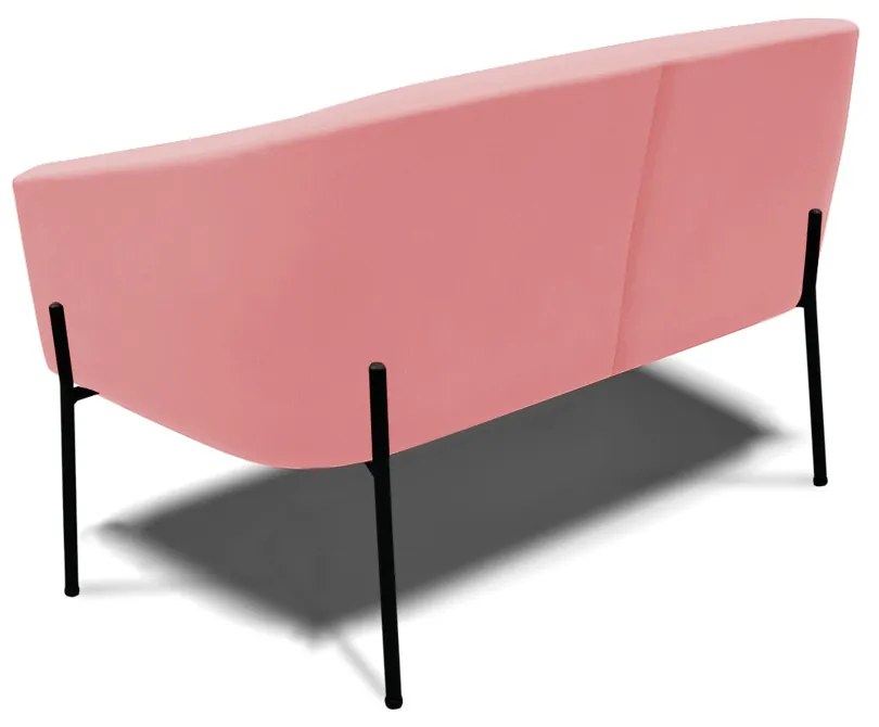 Sofá 2 Lugares Namoradeira Pé de Ferro Preto Stella Suede D03 - D'Rossi - Rose