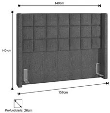 Cabeceira Cama Box Casal 140cm Pisa P02 Linho Cinza - Mpozenato