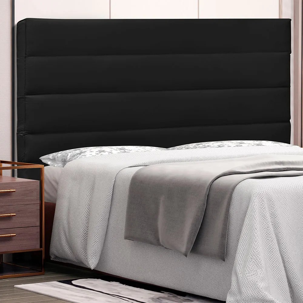 Cabeceira La Italiana Para Cama Box Solteiro 90 cm Corino Preto - D'Rossi