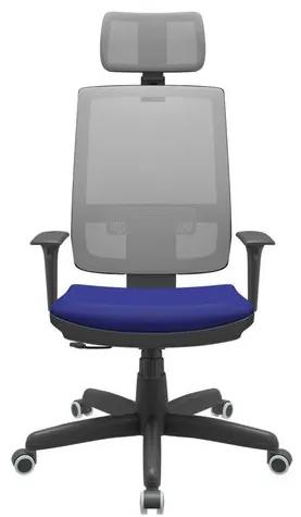 Cadeira Office Brizza Tela Cinza Com Encosto Assento Aero Azul RelaxPlax Base Standard 126cm - 63662 Sun House