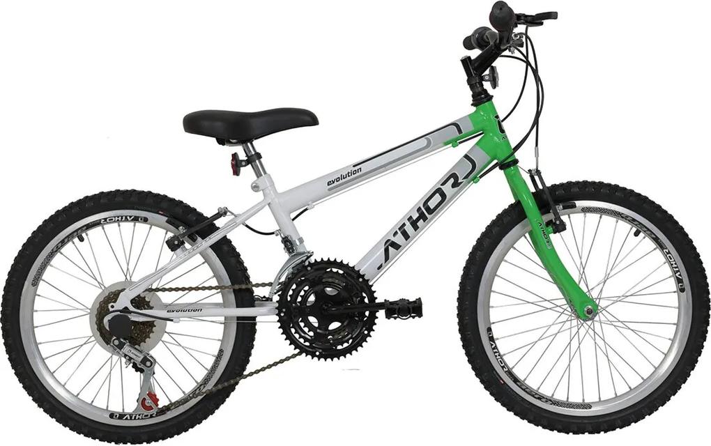 Bicicleta infantil Aro 20 Mtb 18 Marchas Evolution Masculina Verde Athor Bikes
