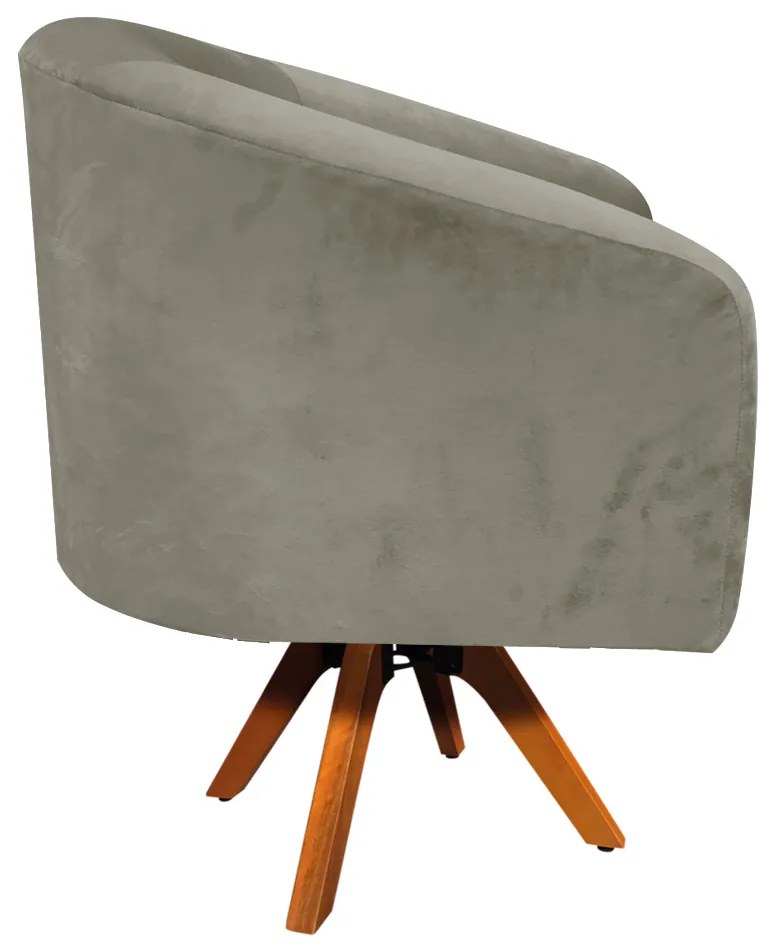 Poltrona Decorativa Giratória MM30 Stella Suede Marrom Rato D03 - D'Rossi