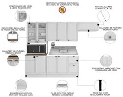 Armário de Cozinha Modulado 4 Peças Com Pia Inox CJ1 Duna P09 Branco -