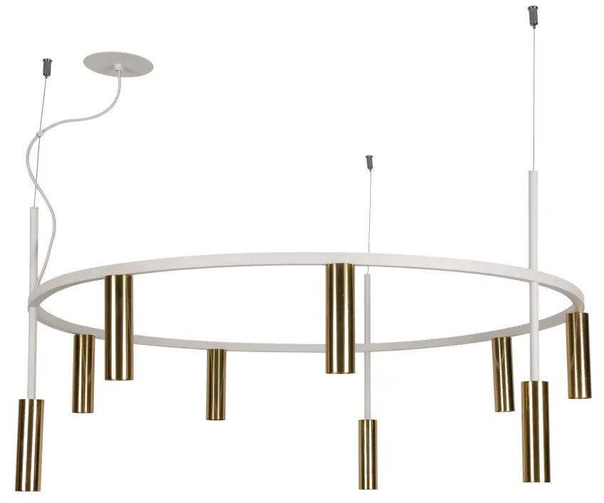 Pendente Platinum Circular Ø80X44,5Cm 9Xmr11 - Usina 16931/80 (PT / CP-M - Preto Texturizado / Champanhe Metálico)
