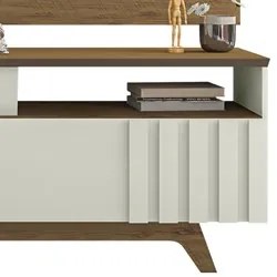 Painel para TV 60 Pol com Rack Bancada Suíça Freijó/Cinza Cristal - Mó