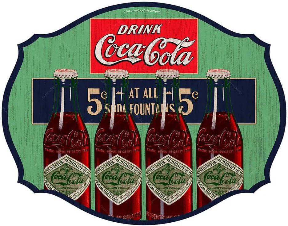 Placa de Parede Coca-Cola Four Bottles Colorido em MDF - Urban