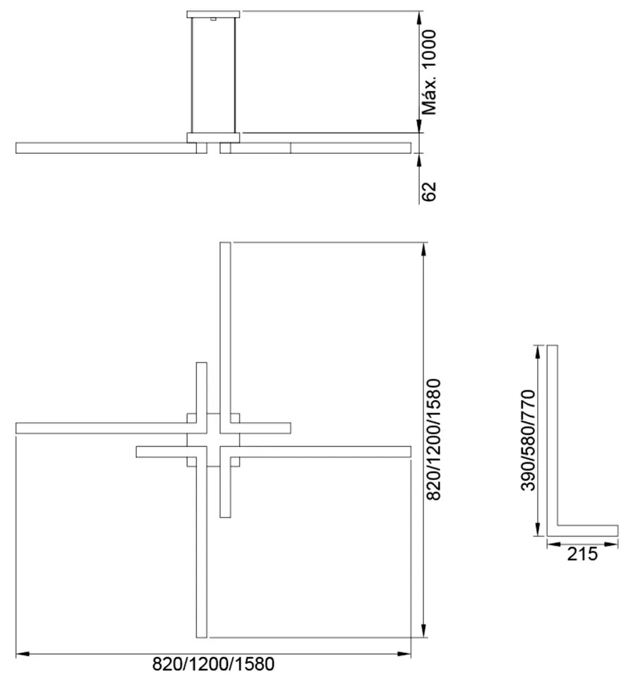 Pendente Play Quadrado 158X158Cm Led 82W Bivolt / "l" C/ 21,5X77Cm | U... (FN-F - Fendi Fosco, 4000k)